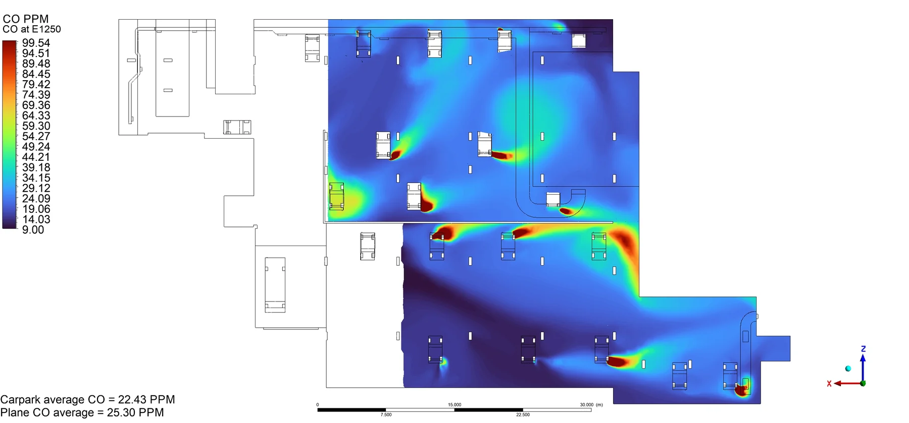 Original design exhaust-side CO at 1250 mm for the aurelian new farm CFD study