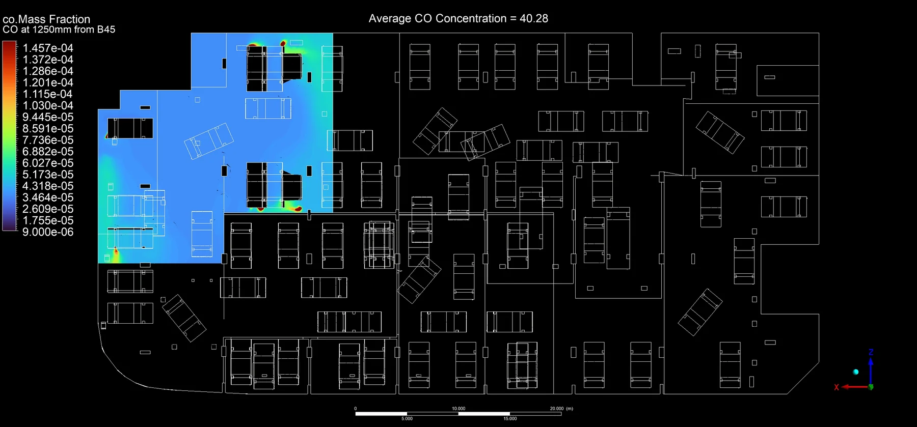 Basement 4.5 CO at 1250 mm for the bedford car park CFD study