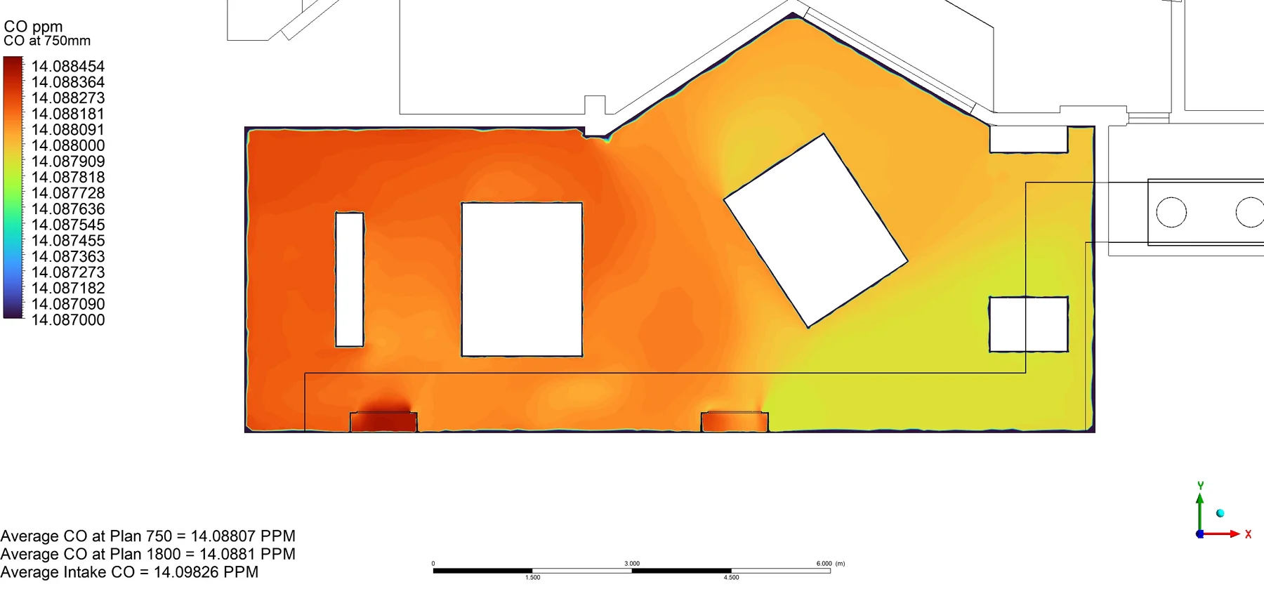 CO at 750 mm for the bedford substation co CFD study