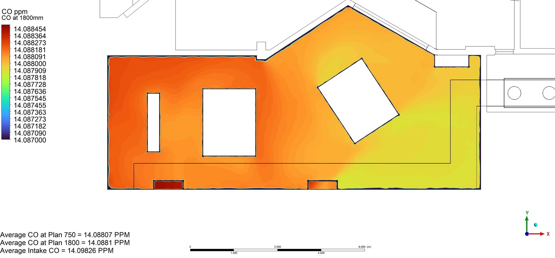 CO at 1800 mm for the bedford substation co CFD study
